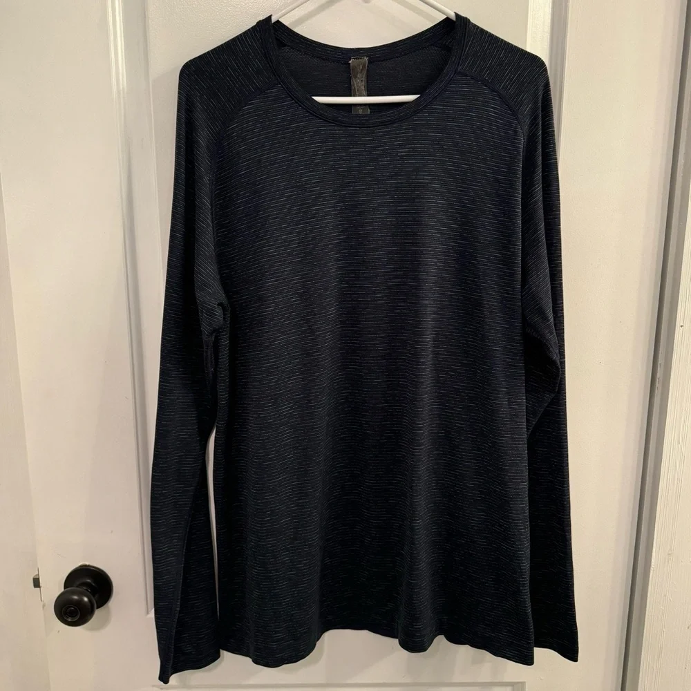 Lululemon Metal Vent Tech Long Sleeve Nautical Navy Lime Dark Blue Black Large